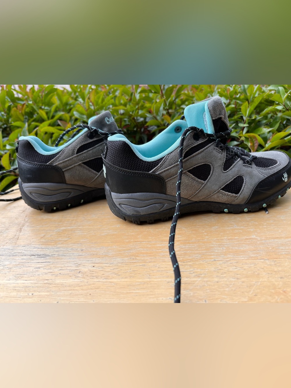 BearPaw Gray Suede Sneakers with Teal Lining